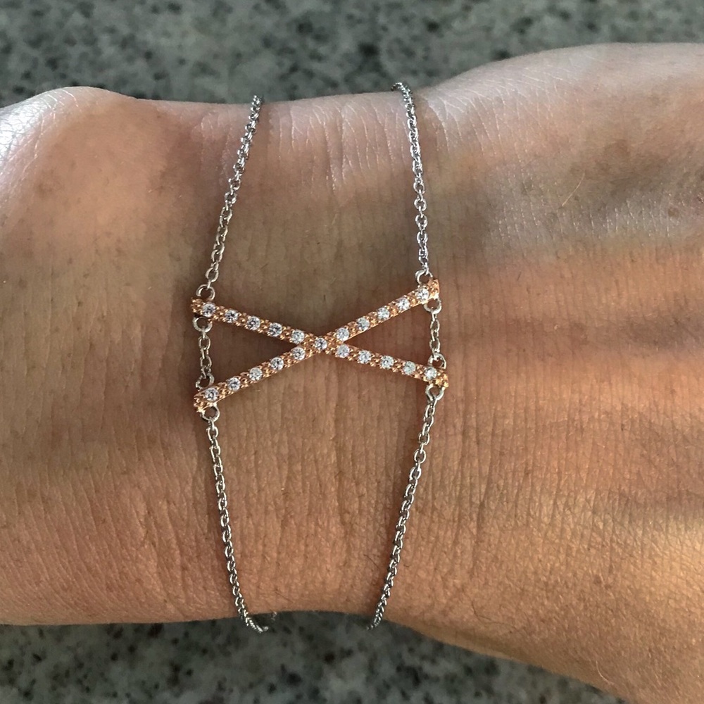 Sterling Silver Double Strand Gold Tone Bracelet